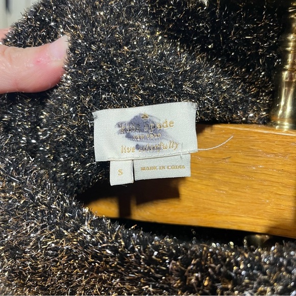 Kate Spade Black and Gold Metallic Dashing Beauty Textured Sweater Top - Picture 8 of 10